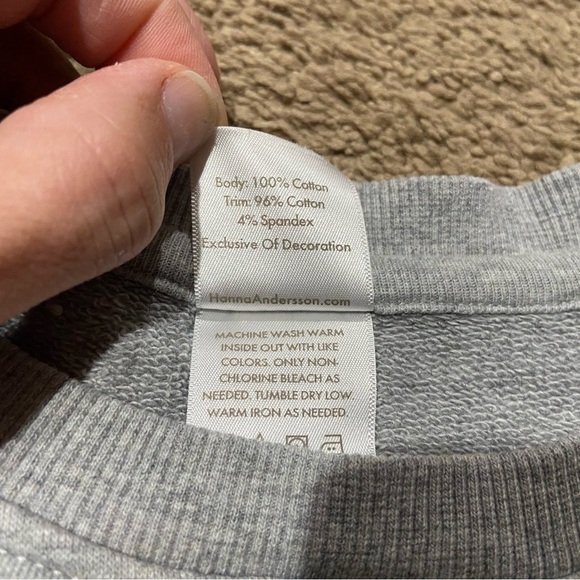 Hanna Andersson Easy Art Sweatshirt Girls Sz 130Cm US 8 Gray Embroidered Floral - Picture 5 of 8